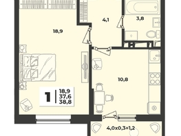 Продается 1-комнатная квартира  Улица Им. Генерала Брусилова  д. 20, 38.8  м&sup2;, 6159280 рублей