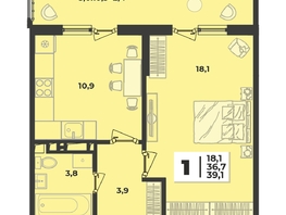 Продается 1-комнатная квартира  Улица Им. Генерала Брусилова  д. 20, 39.1  м&sup2;, 6245810 рублей