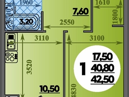 Продается 1-комнатная квартира ЖК Парк у дома, литера 7.3, 42.5  м&sup2;, 6979999 рублей