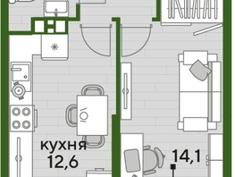 Продается 1-комнатная квартира ЖК ДОГМА ПАРК, литера 18, 37.4  м&sup2;, 7809120 рублей