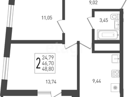 Продается 2-комнатная квартира ЖК Огурцы, литера 2, 48.8  м&sup2;, 5200000 рублей
