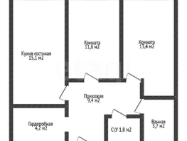 Продается 2-комнатная квартира Марины Цветаевой ул, 58.4  м&sup2;, 7000000 рублей