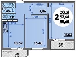 Продается 2-комнатная квартира ЖК Восточный, литера 42, 55.65  м&sup2;, 6450124 рублей
