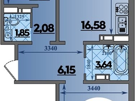 Продается 2-комнатная квартира ЖК Южная долина, литер 2, 60.32  м&sup2;, 6339632 рублей