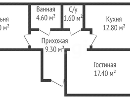 Продается 2-комнатная квартира Западный Обход ул, 59.7  м&sup2;, 5100000 рублей