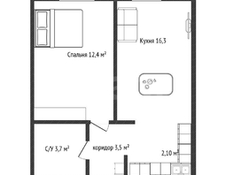 Продается 1-комнатная квартира ЖК Самолет, литера 51, 37.3  м&sup2;, 5900000 рублей