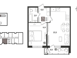Продается 1-комнатная квартира ЖК Рекорд 2, литера 3, 48.1  м&sup2;, 11673870 рублей