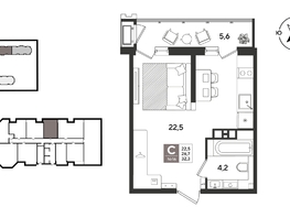 Продается Студия ЖК Рекорд 2, литера 3, 32.3  м&sup2;, 9392840 рублей