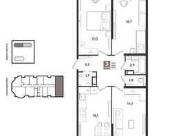 Продается 3-комнатная квартира ЖК Рекорд 2, литера 3, 95.4  м&sup2;, 19528380 рублей