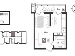 Продается Студия ЖК Рекорд 2, литера 3, 32.1  м&sup2;, 9597900 рублей