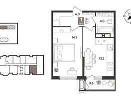 Продается 1-комнатная квартира ЖК Рекорд 2, литера 3, 41.7  м&sup2;, 10867020 рублей