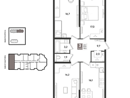 Продается 3-комнатная квартира ЖК Рекорд 2, литера 3, 96  м&sup2;, 19526400 рублей