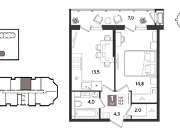 Продается 1-комнатная квартира ЖК Рекорд 2, литера 4, 45.6  м&sup2;, 10843680 рублей