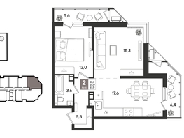 Продается 2-комнатная квартира ЖК Рекорд 2, литера 4, 67  м&sup2;, 13788600 рублей