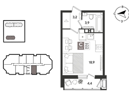 Продается Студия ЖК Рекорд 2, литера 4, 30.4  м&sup2;, 8460320 рублей