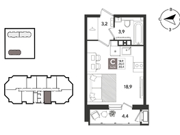 Продается Студия ЖК Рекорд 2, литера 4, 30.4  м&sup2;, 8414720 рублей