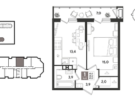 Продается 1-комнатная квартира ЖК Рекорд 2, литера 4, 45.2  м&sup2;, 10771160 рублей