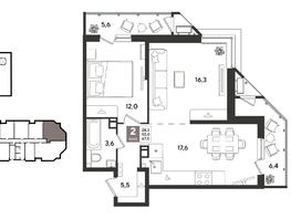 Продается 2-комнатная квартира ЖК Рекорд 2, литера 4, 67  м&sup2;, 14190600 рублей