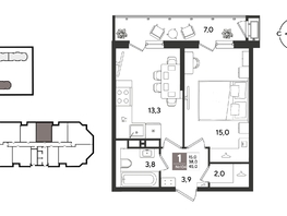 Продается 1-комнатная квартира ЖК Рекорд 2, литера 4, 45  м&sup2;, 10849500 рублей