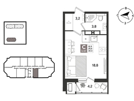Продается Студия ЖК Рекорд 2, литера 4, 30  м&sup2;, 8661000 рублей