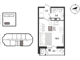 Продается Студия ЖК Рекорд 2, литера 4, 30  м&sup2;, 8838000 рублей