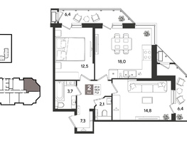 Продается 2-комнатная квартира ЖК Рекорд 2, литера 5, 71.2  м&sup2;, 14261360 рублей