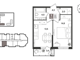 Продается 1-комнатная квартира ЖК Рекорд 2, литера 5, 42  м&sup2;, 11050200 рублей