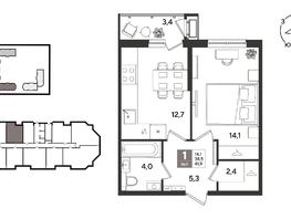 Продается 1-комнатная квартира ЖК Рекорд 2, литера 5, 41.9  м&sup2;, 10558800 рублей