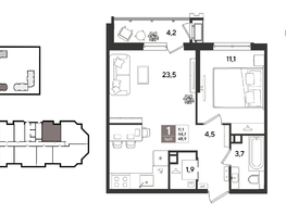 Продается 1-комнатная квартира ЖК Рекорд 2, литера 5, 48.9  м&sup2;, 11535510 рублей