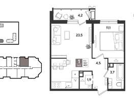 Продается 1-комнатная квартира ЖК Рекорд 2, литера 5, 48.9  м&sup2;, 11559960 рублей