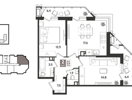 Продается 2-комнатная квартира ЖК Рекорд 2, литера 5, 70.6  м&sup2;, 14451820 рублей