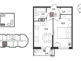 Продается 1-комнатная квартира ЖК Рекорд 2, литера 5, 41.6  м&sup2;, 11269440 рублей
