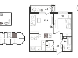 Продается 1-комнатная квартира ЖК Рекорд 2, литера 5, 48.5  м&sup2;, 11562400 рублей