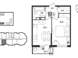 Продается 1-комнатная квартира ЖК Рекорд 2, литера 5, 41.4  м&sup2;, 11095200 рублей