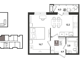 Продается 1-комнатная квартира ЖК Рекорд 2, литера 5, 41.6  м&sup2;, 10437440 рублей