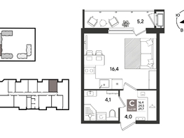 Продается Студия ЖК Рекорд 2, литера 5, 29.7  м&sup2;, 8105130 рублей