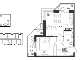 Продается 1-комнатная квартира ЖК Рекорд 2, литера 5, 47  м&sup2;, 11712400 рублей