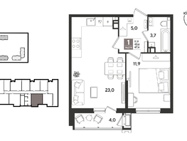 Продается 1-комнатная квартира ЖК Рекорд 2, литера 5, 47.6  м&sup2;, 11476360 рублей