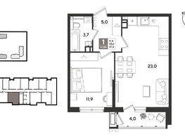 Продается 1-комнатная квартира ЖК Рекорд 2, литера 5, 47.6  м&sup2;, 11485880 рублей