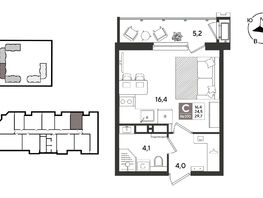 Продается Студия ЖК Рекорд 2, литера 5, 29.7  м&sup2;, 8232840 рублей