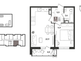 Продается 1-комнатная квартира ЖК Рекорд 2, литера 5, 47.4  м&sup2;, 11575080 рублей