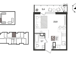 Продается Студия ЖК Рекорд 2, литера 5, 32.1  м&sup2;, 8821080 рублей