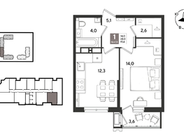 Продается 1-комнатная квартира ЖК Рекорд 2, литера 5, 41.6  м&sup2;, 10620480 рублей