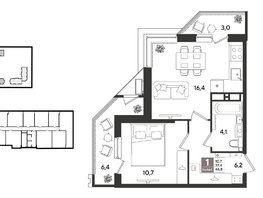 Продается 1-комнатная квартира ЖК Рекорд 2, литера 5, 46.8  м&sup2;, 12139920 рублей
