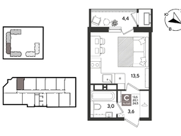 Продается Студия ЖК Рекорд 2, литера 5, 24.5  м&sup2;, 8173200 рублей