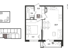 Продается 1-комнатная квартира ЖК Рекорд 2, литера 5, 47.4  м&sup2;, 12196020 рублей