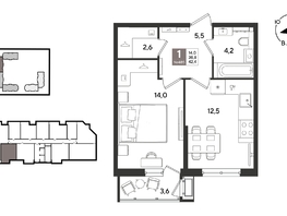 Продается 1-комнатная квартира ЖК Рекорд 2, литера 5, 42.4  м&sup2;, 10451600 рублей