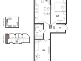 Продается 2-комнатная квартира ЖК Рекорд 2, литера 5, 69.3  м&sup2;, 14137200 рублей