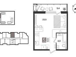 Продается Студия ЖК Рекорд 2, литера 5, 32.9  м&sup2;, 8721790 рублей