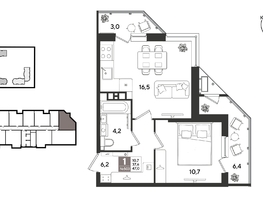 Продается 1-комнатная квартира ЖК Рекорд 2, литера 5, 47  м&sup2;, 11026200 рублей